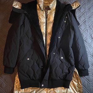 asos - Padded Black Parka Jacket With Gold Inner - Size Men's XL